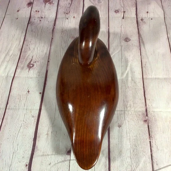 Vintage Hand Carved Wood Swan with Glass Marble Eyes - Picture 6 of 12